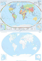 DUO Świat polityczny / konturowy ćwiczeniowy (2018) - dwustronna mapa ścienna