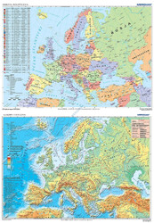 DUO Europa fizyczna z elementami ekologii / Europa polityczna (2017) - dwustronna mapa ścienna