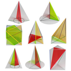 Bryły geometryczne do stereometrii, zestaw wielościanów 8 szt.