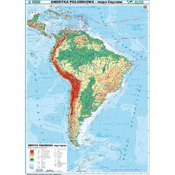 MAPA ŚCIENNA AMERYKI POŁUDNIOWEJ FIZYCZNA