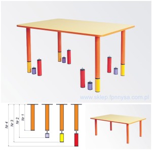 Stół przedszkolny Nysa 6-os. wielorozmiarowy / Nr 1-4 /