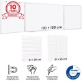 Tablica biała szkolna suchościeralna magnetyczna typu "tryptyk" 100x170 // 340 cm z NADRUKIEM kratka oraz trójlinia