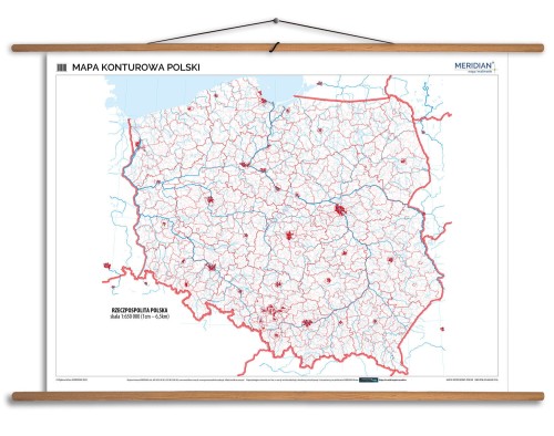 Mapa konturowa Polski administracyjna ćwiczeniowa