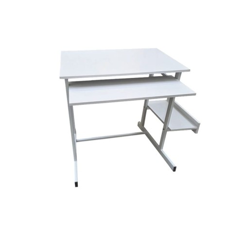 Stół komputerowy z półką na klawiaturę oraz opcjonalną, dodatkowo płatną półką pod komputer blat szary