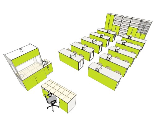 Pracownia szkolna fizyczno-chemiczna 30-stanowiskowa / nadstawki energetyczne z zasilaczami / chemiczno fizyczna