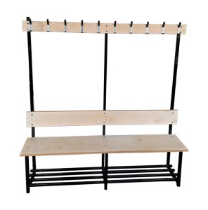 Ławka szatniowa NYSA jednostronna przedszkolna  szer. 150cm wys. siedziska 31cm z półką na obuwie  /płyta meb./