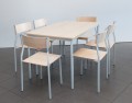 Przykładowe zestawienie stołu stołówkowego z krzesłami Nysa