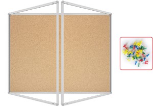 Gablota ogłoszeniowa informacyjna 120x120cm korkowa w aluminiowej ramie dwuskrzydłowa ALLboards