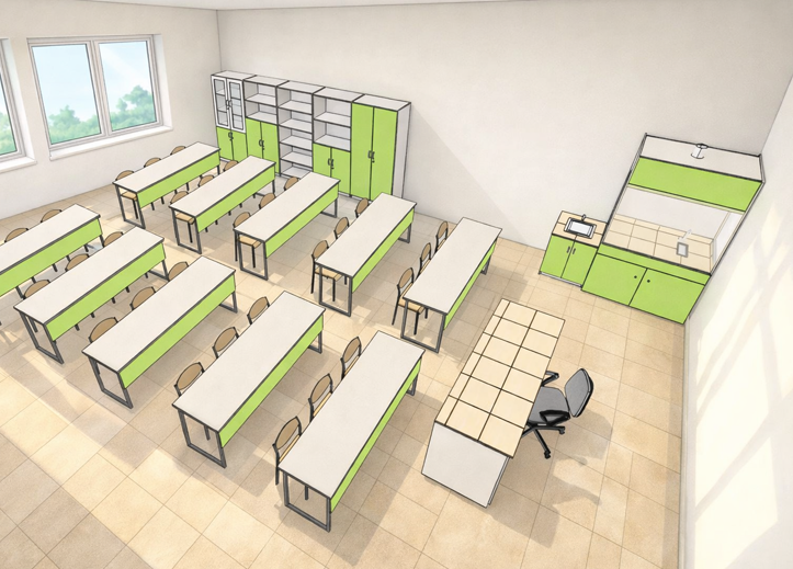 Szkolna pracownia chemiczna meble wyposażenie