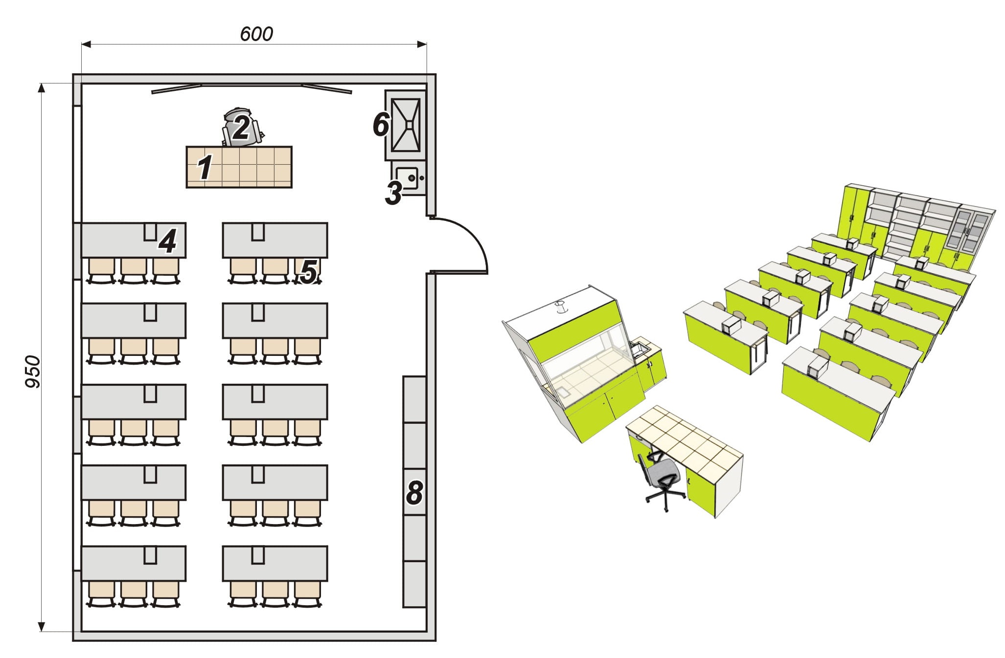 Pracownia fizyczno-chemiczna 30 stanowiskowa nadstawki
