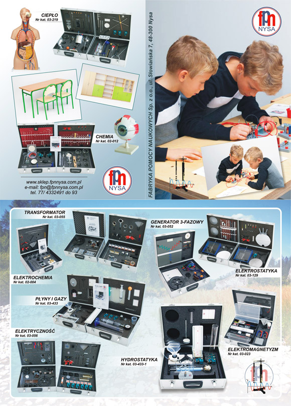Oferta pomocy dydaktycznych oraz mebli szkolnych Pomoce dydaktyczne katalog - meble szkolne oraz zestawy do demonstracji i doświadczeń podczas zajęć w pracowniach szkolnych